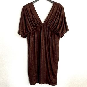 Laundry Kimono dress in glittery gold brown
